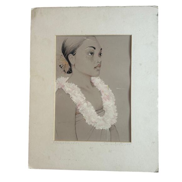 Madeline by Artist Susan Kobzev Hawaiian Girl with Flower Lei 11x14
